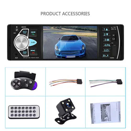 With 4 LED Camera Podofo 1 din Car Stereo FM Radio MP3 Bluetooth Audio Player USB SD AUX 1 DIN Autoradio Rear View Camera For Universal Car Radio - Цвет: With 4 LED Camera
