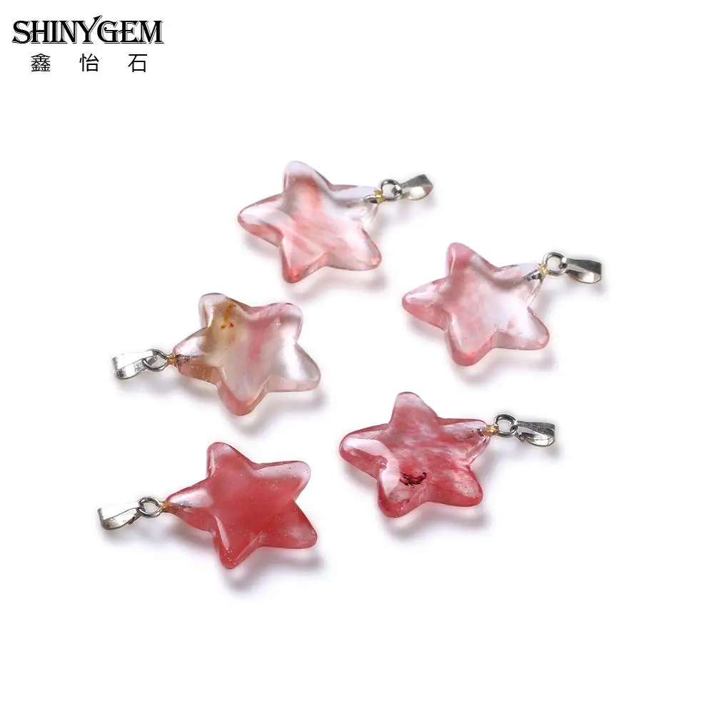 Подвески и ожерелья ShinyGem с розовыми красными звездами ожерелье из нержавеющей