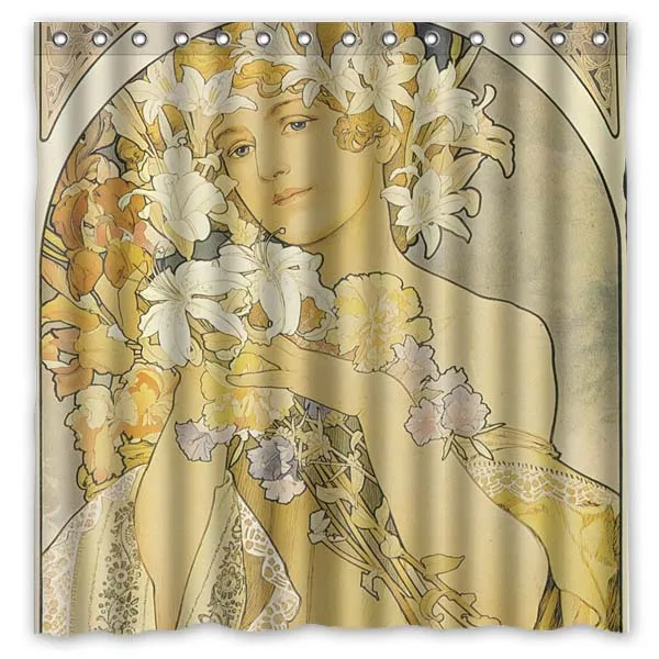 Alphonse Mucha художественная занавеска для душа s водонепроницаемая ткань занавеска для ванной Высокое качество декоративные Товары для ванной 72*72 дюйма