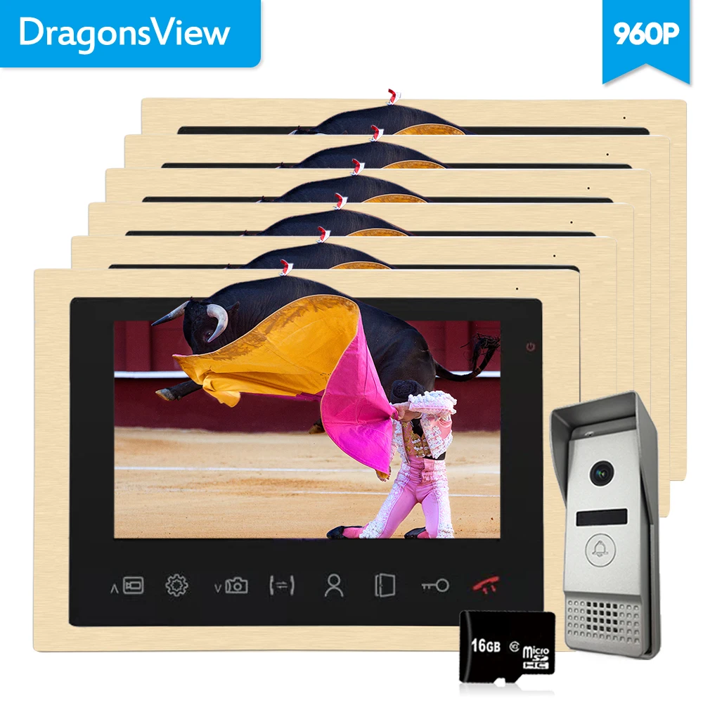 Видеодомофон Dragonsview 10 дюймов AHD 960P 1 3 МП с функцией ночного видения|Видеодомофон| |
