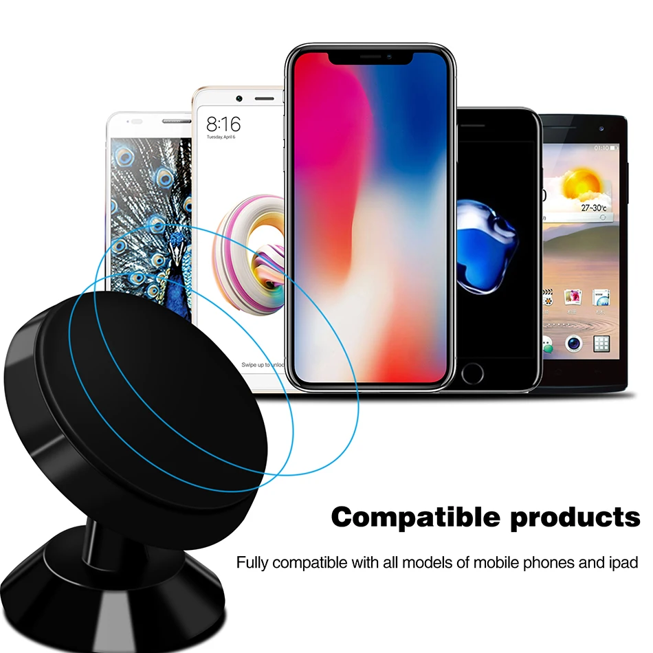 Магнитный автомобильный держатель для телефона KSTUCNE для iPhone XS Max XR X 8 7 6 S, крепление на 360 градусов, магнитный держатель для телефона для samsung Galaxy Note 9 8