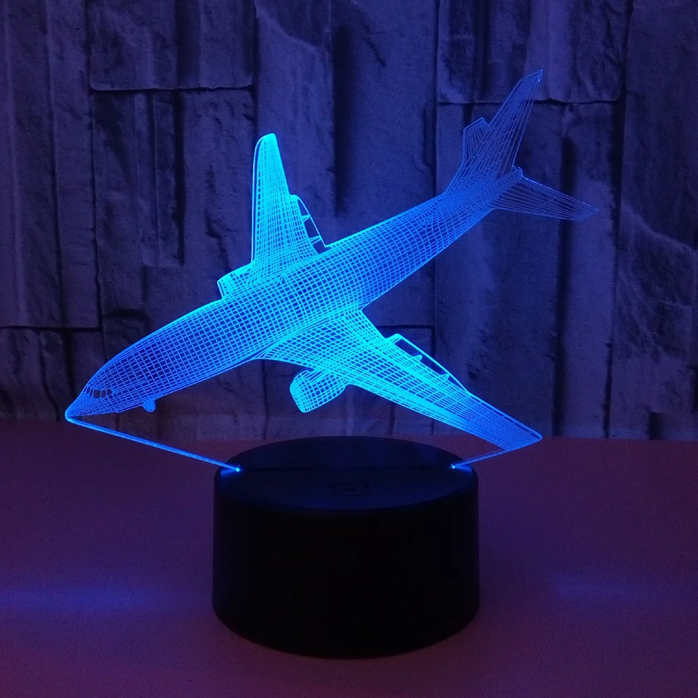 Красочный 3d светильник для посадки самолета Usb Led Сенсорная иллюзия ночной