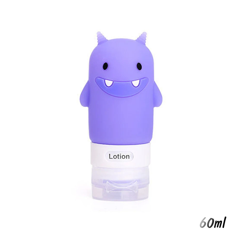 1PCs IVYSHION Портативный Силиконовый Дорожный Чехол шампунь для геля и лосьона для душа Органайзер милый мультипликационный многоразовый флакон 60 мл 80 мл 90 мл - Цвет: 1PCs