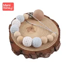 1 шт. новая Персонализированная цепочка для соски, вязаные бусины, деревянный прорезыватель, детские подарки, зажим для соски, сделай сам, игрушка без бисфенола А, зажим для душа