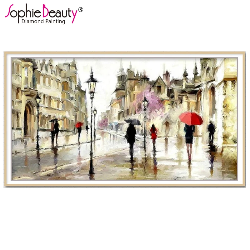 

Sophie Beauty Home Diy Алмазная картина вышитая крестом ручная работа вышивка дождь уличное искусство ремесла шитье Рукоделие мозаика набор