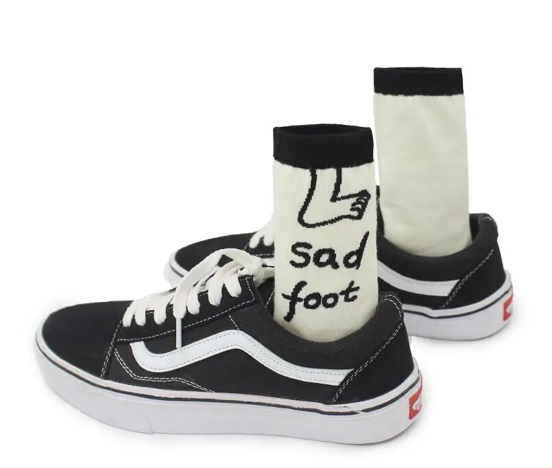 Харадзюку Смешные Женские носки с героями мультфильмов Sad Foot Узорные Носки Унисекс