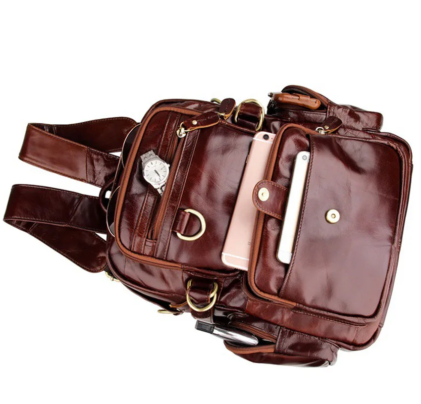 Мужской/женский винтажный Модный Рюкзак из натуральной кожи для ноутбука 13 7