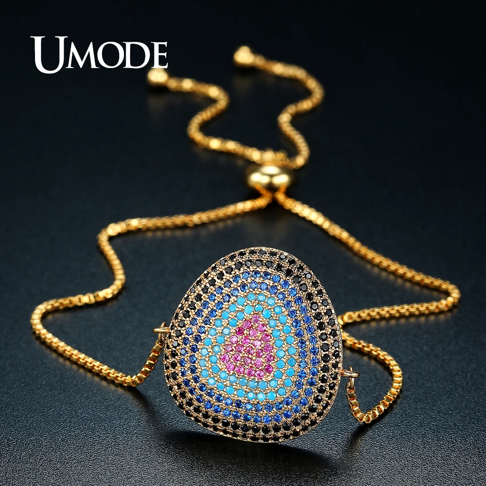 

UMODE Vintage Charm Colorful Austrian Rhinestones Fashion Chain & Link Bracelets for Women Gold Color Pulseira Feminina UB0115