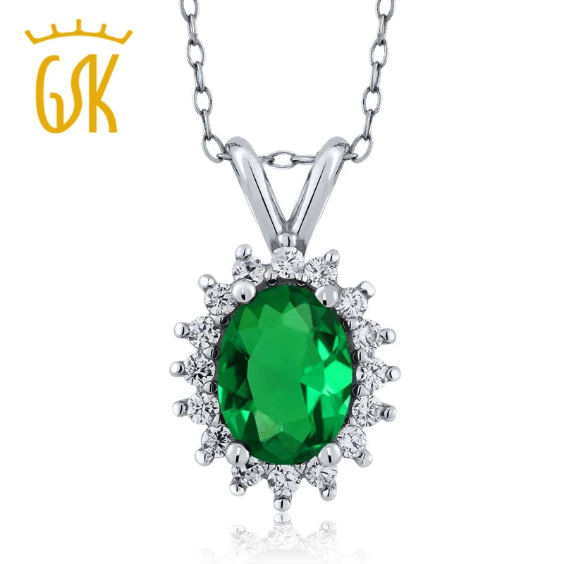 GemStoneKing 1 24 Ct Овальный зеленый нано изумруд ювелирные изделия 925 стерлингового