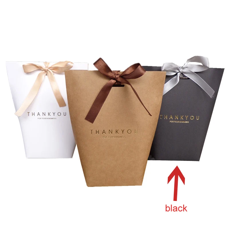 black thank you L 5 шт. высококлассные черно-белые бронзовые "Merci" конфеты мешок французский спасибо свадебный подарок коробка посылка день рождения любимые пакеты S L Размер - Цвет: black thank you L