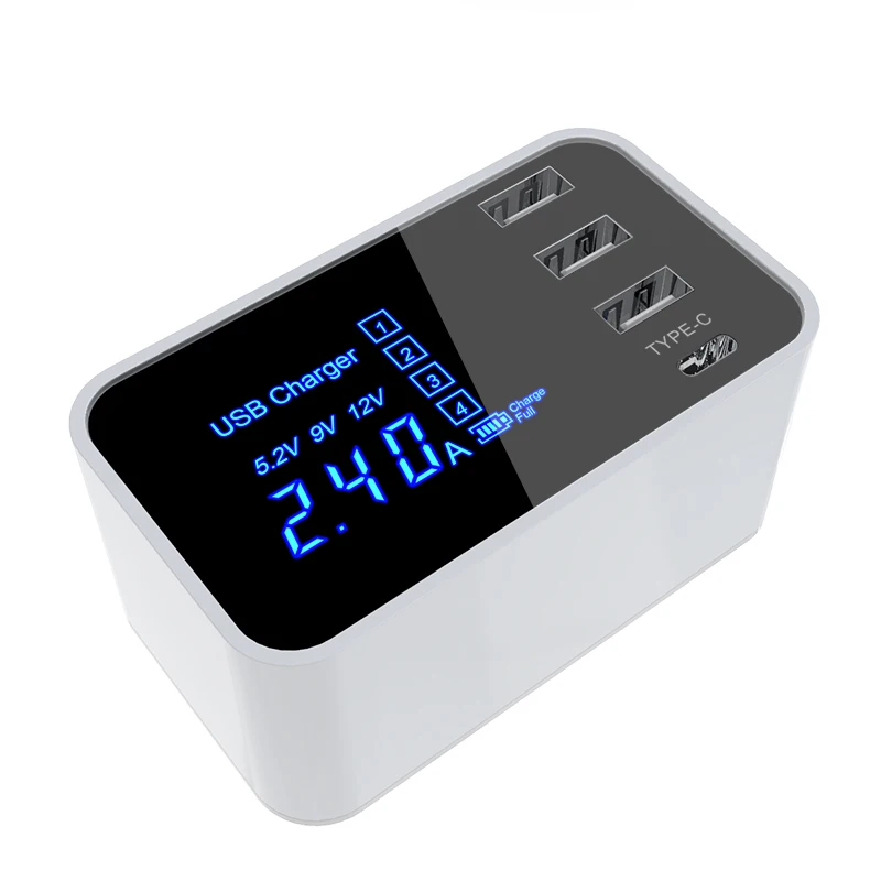 Умное зарядное устройство USB 3. 0 Type C для iPhone Samsung настенное со светодиодным