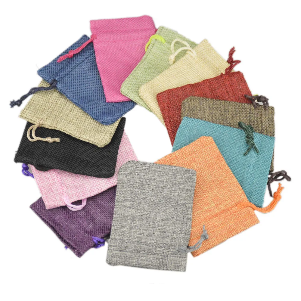 Розничная 7 * 9 см миниая сумка белье гессе конопля джут шнурок небольшая