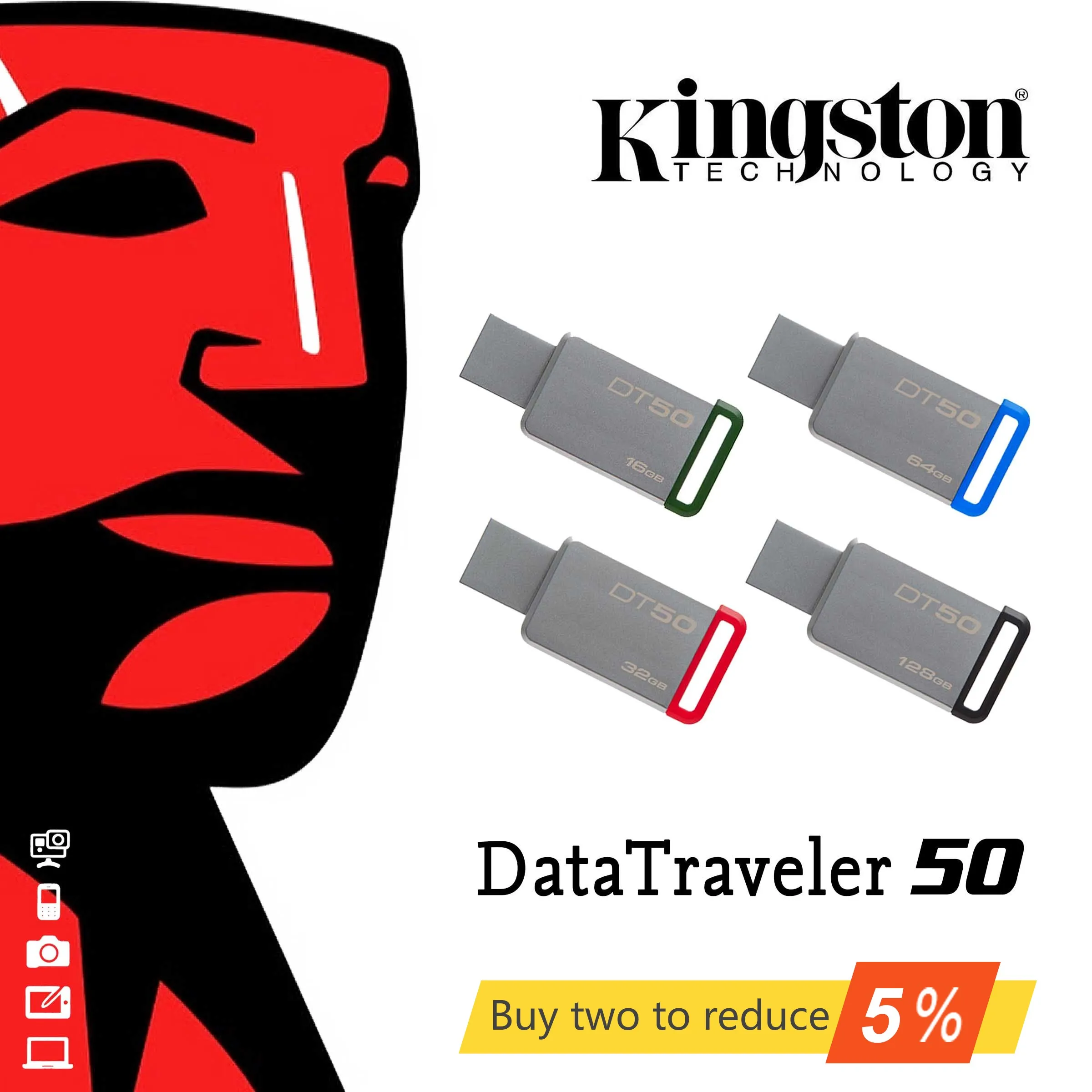 

Stainless Steel DT50 Original Kingston USB 3.1 USB Flash Drives 32GB 64GB 128GB U Disk USB Pen Drive Stick 16 32 64 GB Pendrives