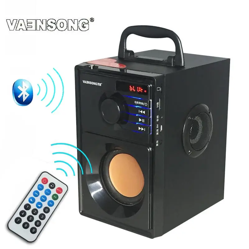 Bluetooth-Колонка VAENSONG A10 деревянная HiFi 2 1 стерео сабвуфер портативная с FM-радио и