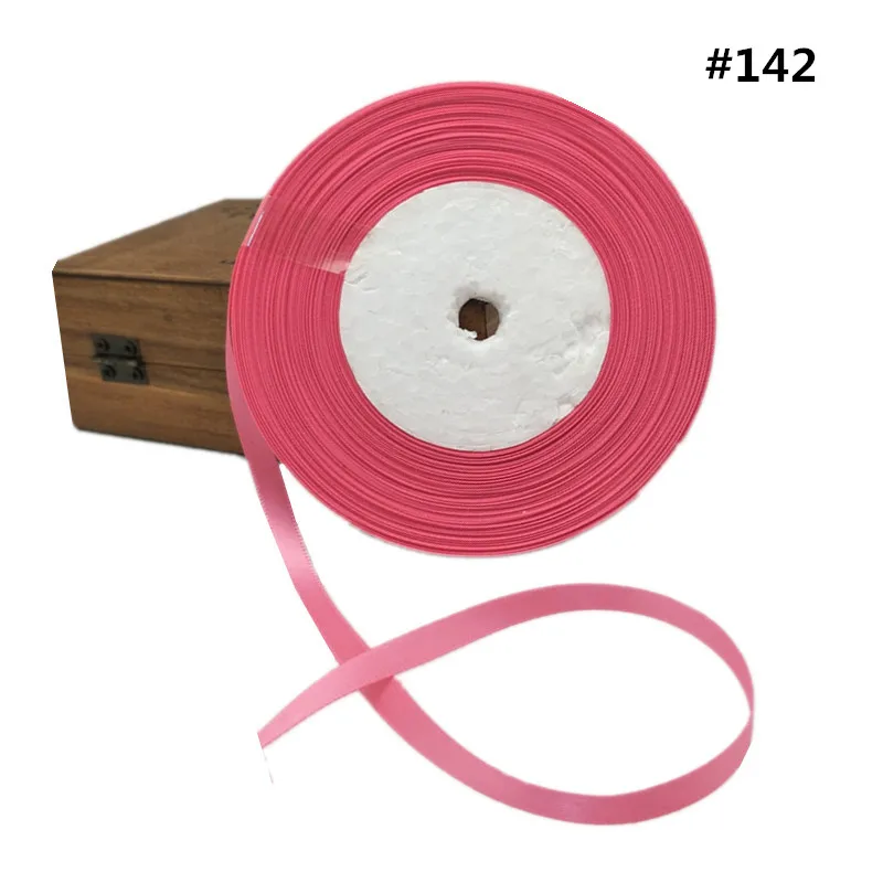 bright pink 25 ярдов, шелковая атласная лента, 6 мм, вечерние, для дома, свадьбы, украшения, подарочная упаковка, Рождество, Год, сделай сам, материал 5BB5622 - Цвет: bright pink