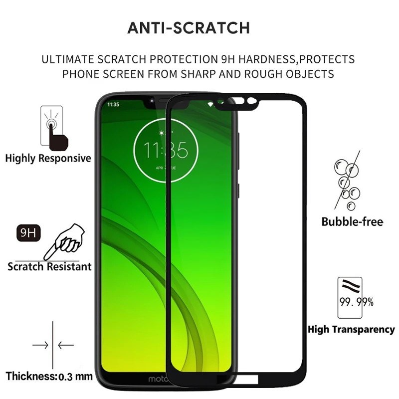 2 шт Полное покрытие экрана протектор Закаленное стекло для Motorola Moto G7 power 6,2" Защитное стекло для g7 power XT1955 пленочный чехол