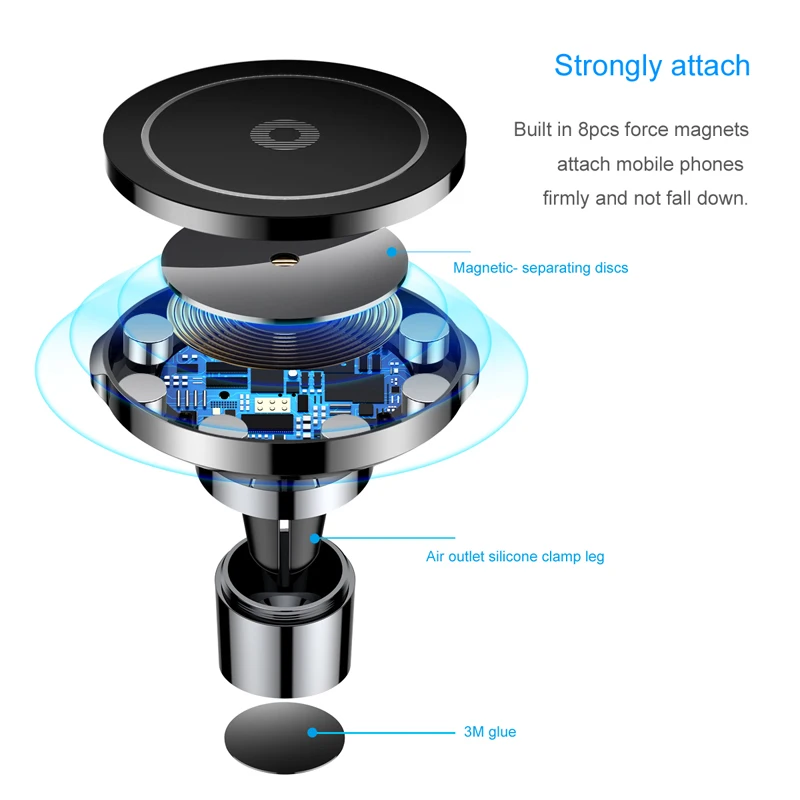 Baseus Car Mount Qi Wireless Charger For iPhone X 8 Samsung Note S8 S7 Fast Charging Magnetic Phone Holder Stand | Мобильные