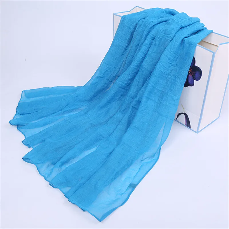 2019 Fashion Women Cotton Solid Scarf Summer Pashmina Shawls and Wraps Long Soft Female Foulard Muslim Hijab Stoles Head Scarves images - 6