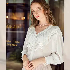 Женская Водорастворимая белая рубашка ARTKA, тонкая рубашка с V-образным вырезом и вышивкой на осень, SA11180Q