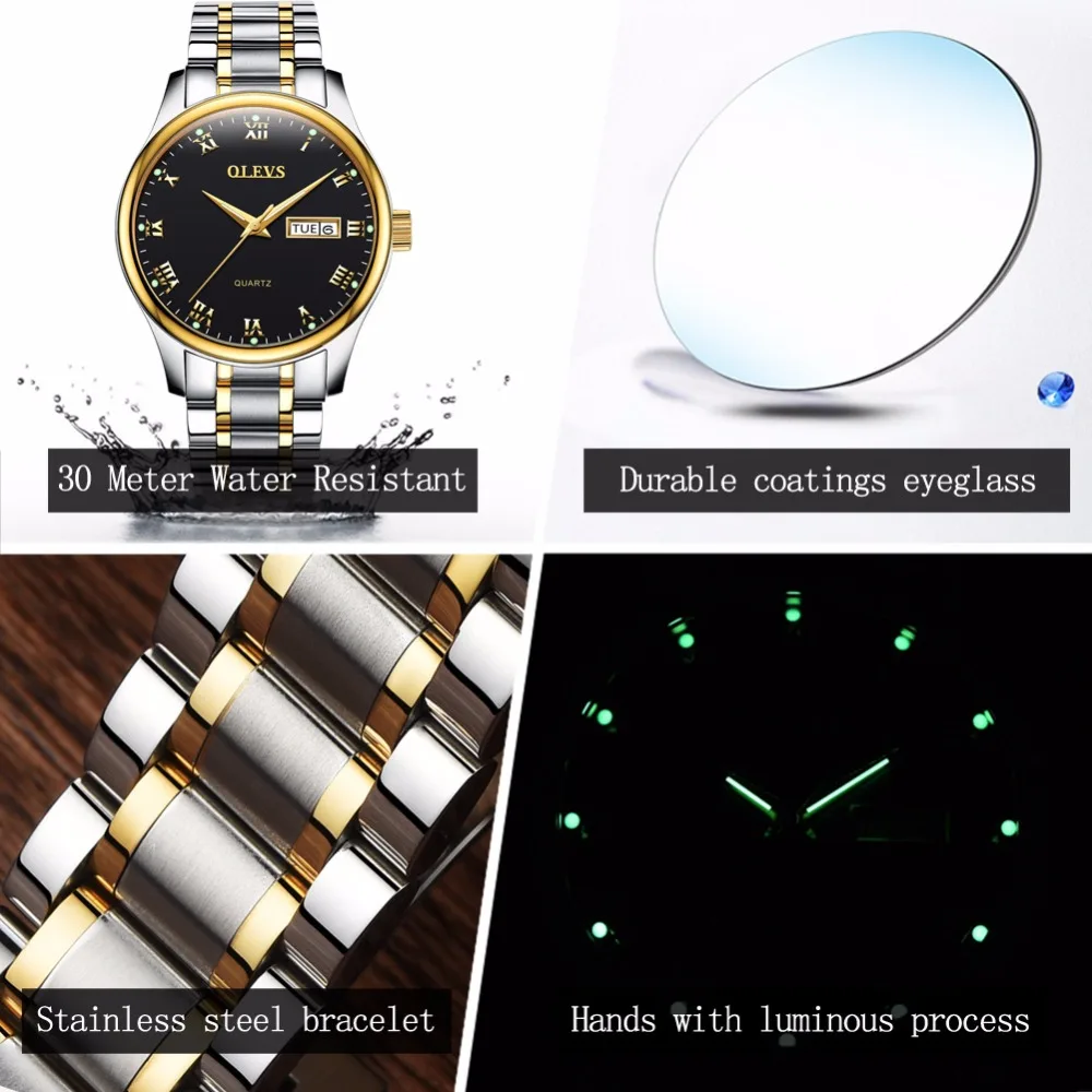 OLEVS парные часы из нержавеющей стали женские часы мужские uhr Reloje mujer montre femme водонепроницаемые кварцевые наручные часы erkek kol saati