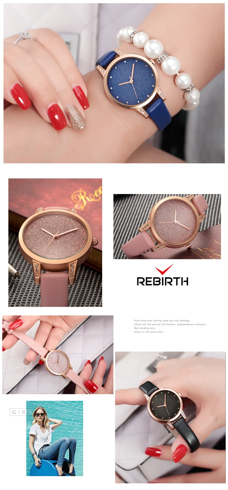 REBIRTH модные часы женские Стразы кварцевые часы relogio feminino женские наручные часы для молодых девушек нарядные часы reloj mujer