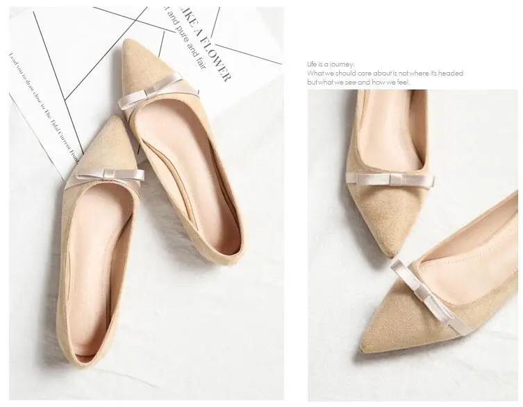 Большие Size34-43; сезон весна-осень; Новинка; милая модная женская обувь; удобные туфли на плоской подошве с бантом-бабочкой; женская обувь с острым носком; C437