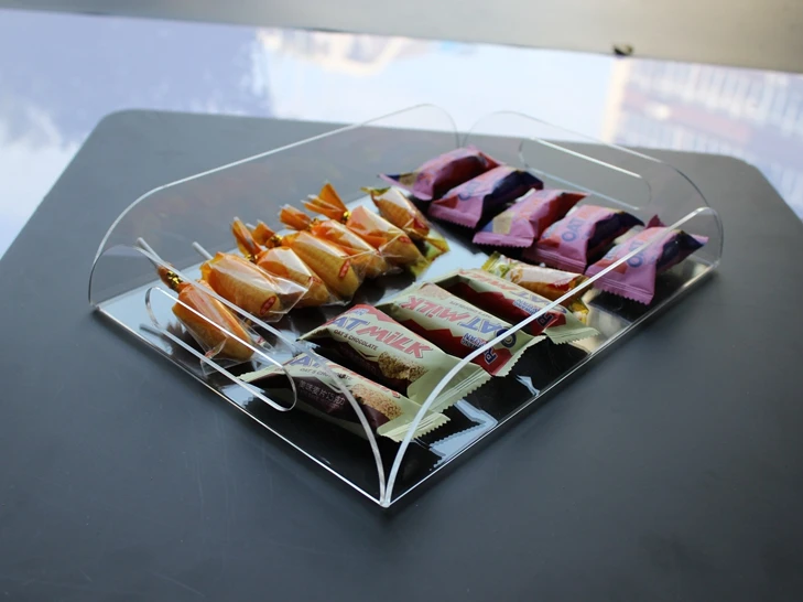 Современный прозрачный поднос для подачи еды с ручкой Lucite домашняя кухонная