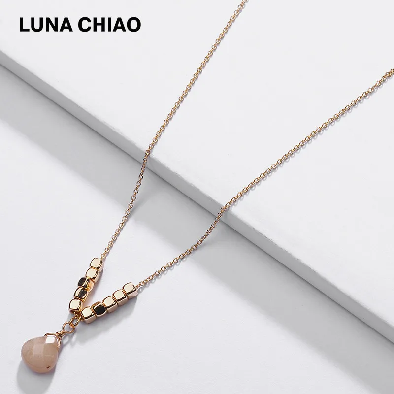 LUNA Чао Мода лакомство цепи груша Натуральный камень мини подвеска | Украшения и