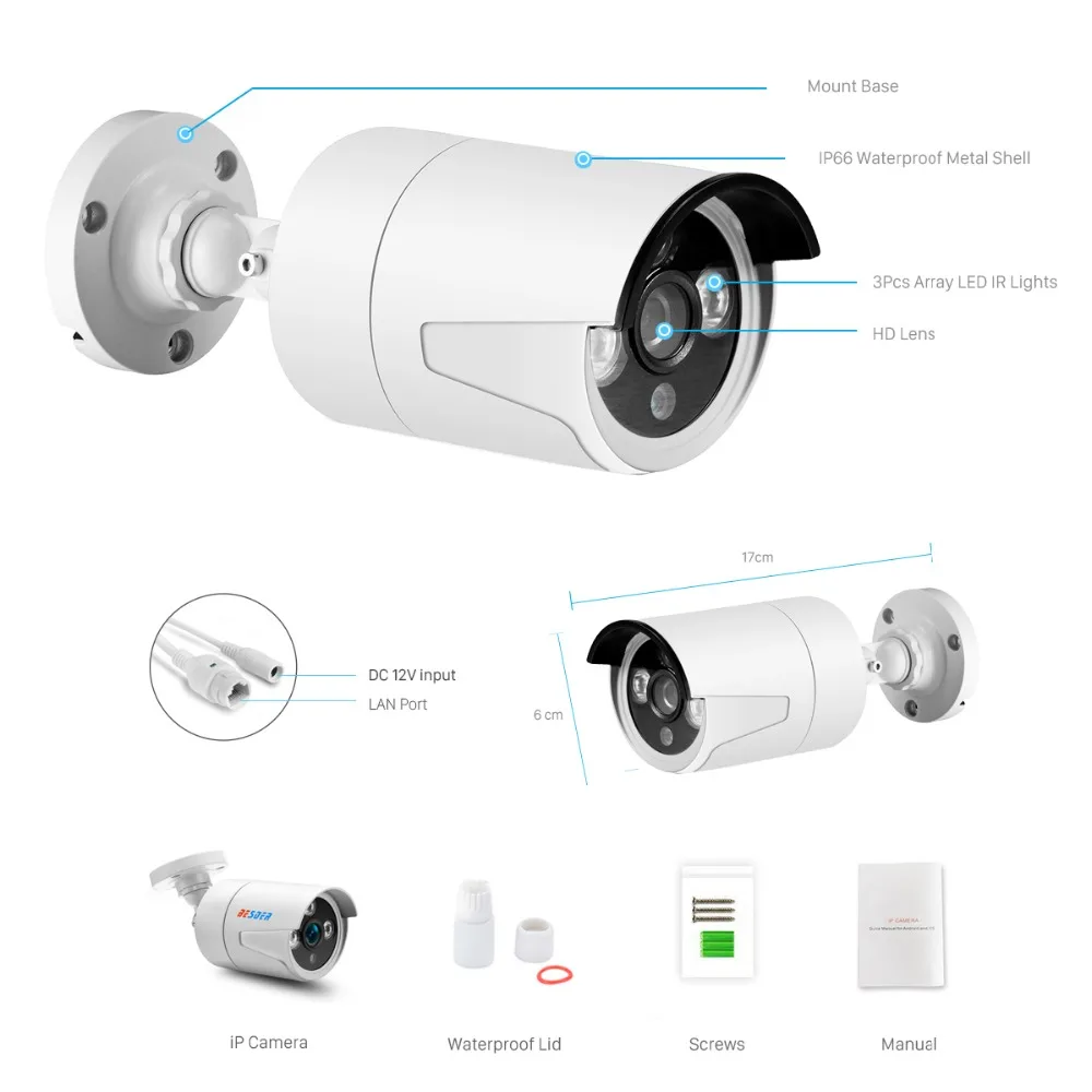 ANBIUX 2 8 мм широкий IP Камера 1080P 960 720P ONVIF P2P обнаружения движения RTSP оповещение по