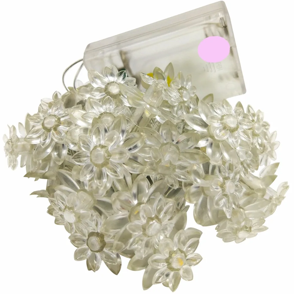 YIYANG Battery 2M 20LED Holiday Lotus Flower LED String Lights For Wedding Parties Decoration Lightings lumieres de lotus | Лампы и