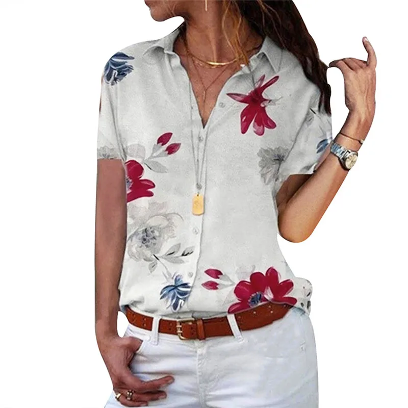 Pickyourlook женские блузки рубашки с коротким рукавом летние цветочные леопардовые