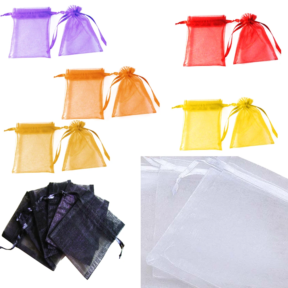 

50/100pcs 9 x 12cm Organza Bag Wedding Favor Jewelry Packaging Gifts Pouch Drawing Party Candy Decoration Bags