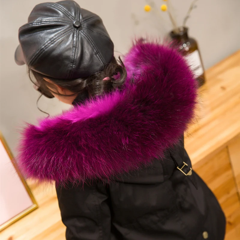 JKP 2018 children fur coat fashion fox liner leather big raccoon collar children's jacket thick warm CT-56 | Детская одежда и