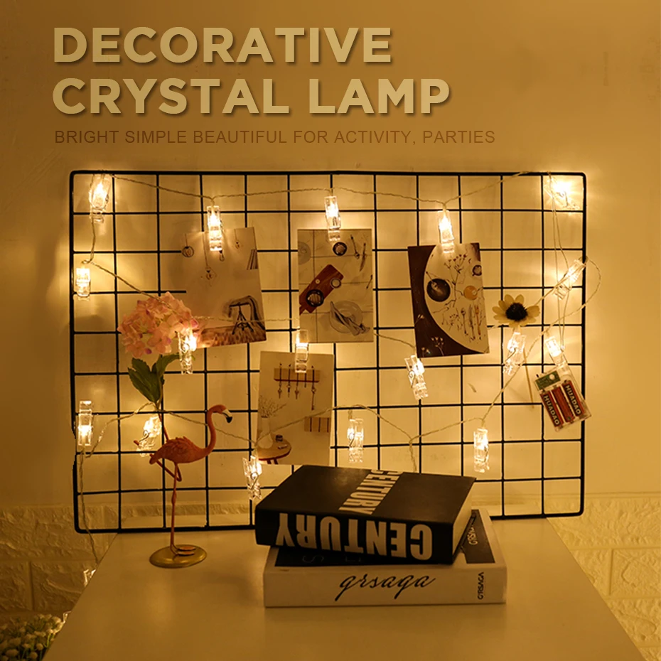 LED String Light 1.3M 2.8M 5M Led Fairy Card Photos Backdrop Lighting Decor Clip Holder Book Room Background For Christmas | Лампы и