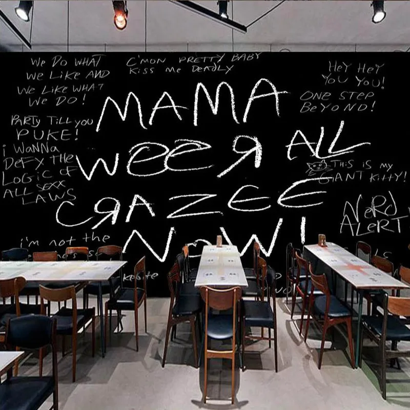 3D Фото Обои Черный Белый Английский росписи бар кофейня фон настенная бумага на