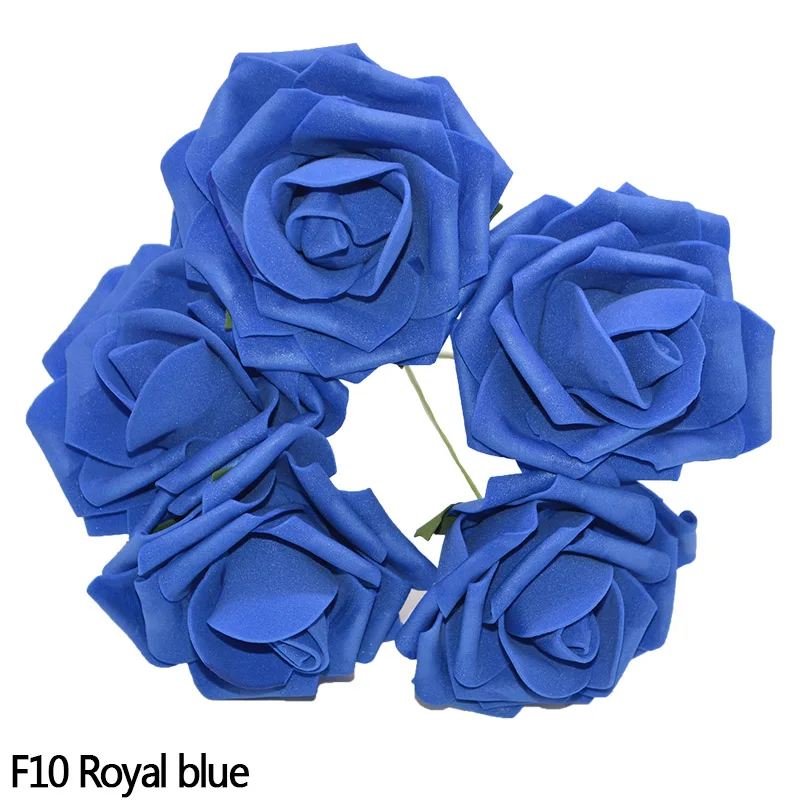 Royal blue 8 см искусственные из ПЭ-пены розы Свадебный букет невесты DIY скрапбук домашнее свадебное украшение большие поддельные розы вечерние принадлежности - Color: Royal blue