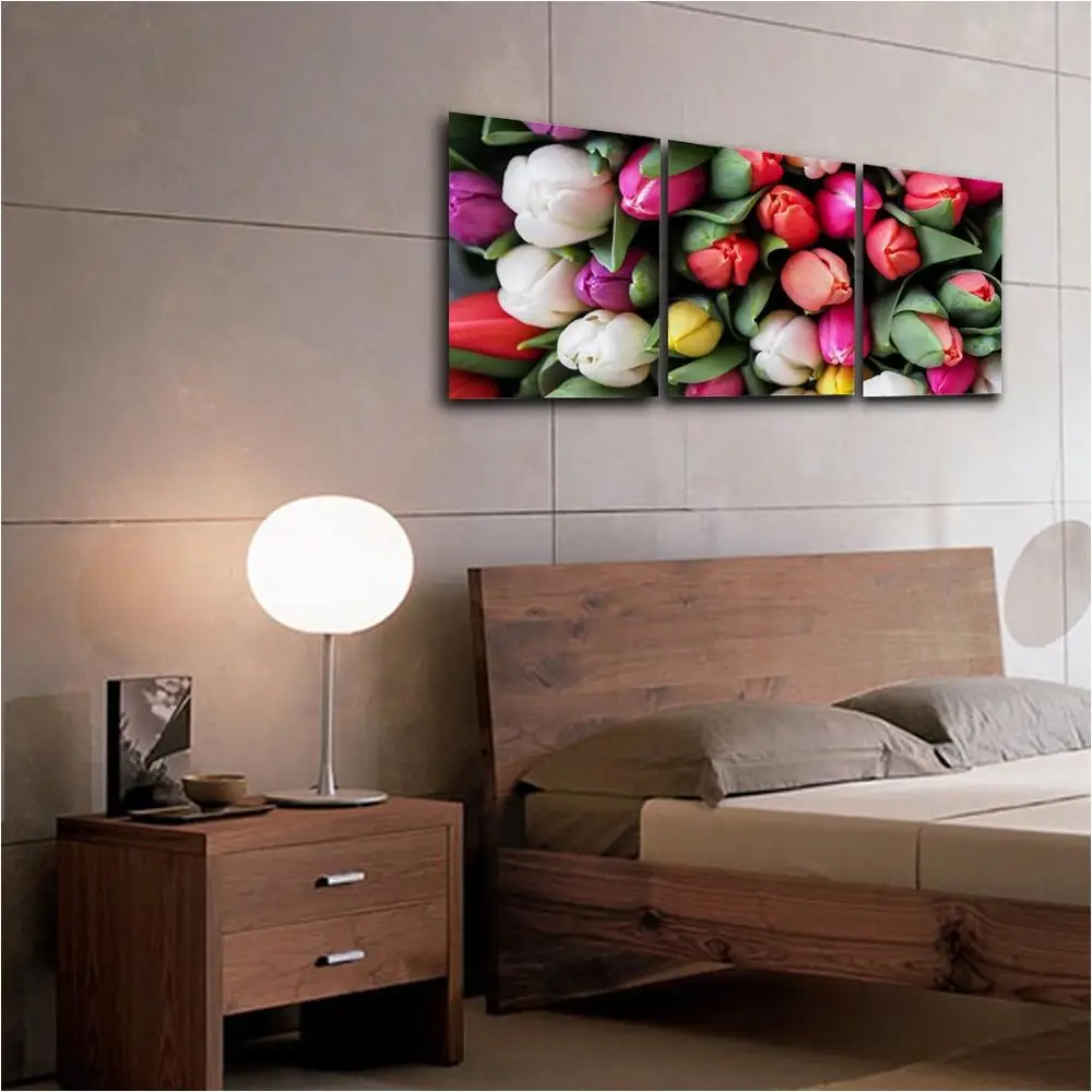 Неоткрытые цветы тюльпана 3 шт. холст живопись каллиграфия печать картина для