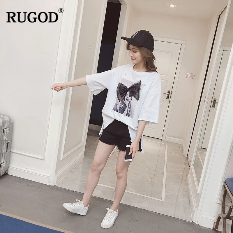 RUGOD 2019 Новое поступление женская футболка с круглым вырезом и короткими рукавами