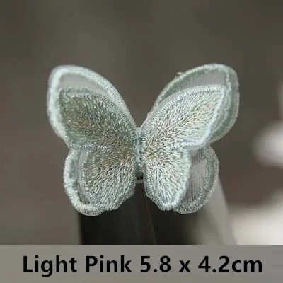 Large green AHYONNIEX двойной слой Organdy Бабочка патч вышивка тканевые наклейки невесты вуаль Аксессуары пришить патч для одежды - Цвет: Large green