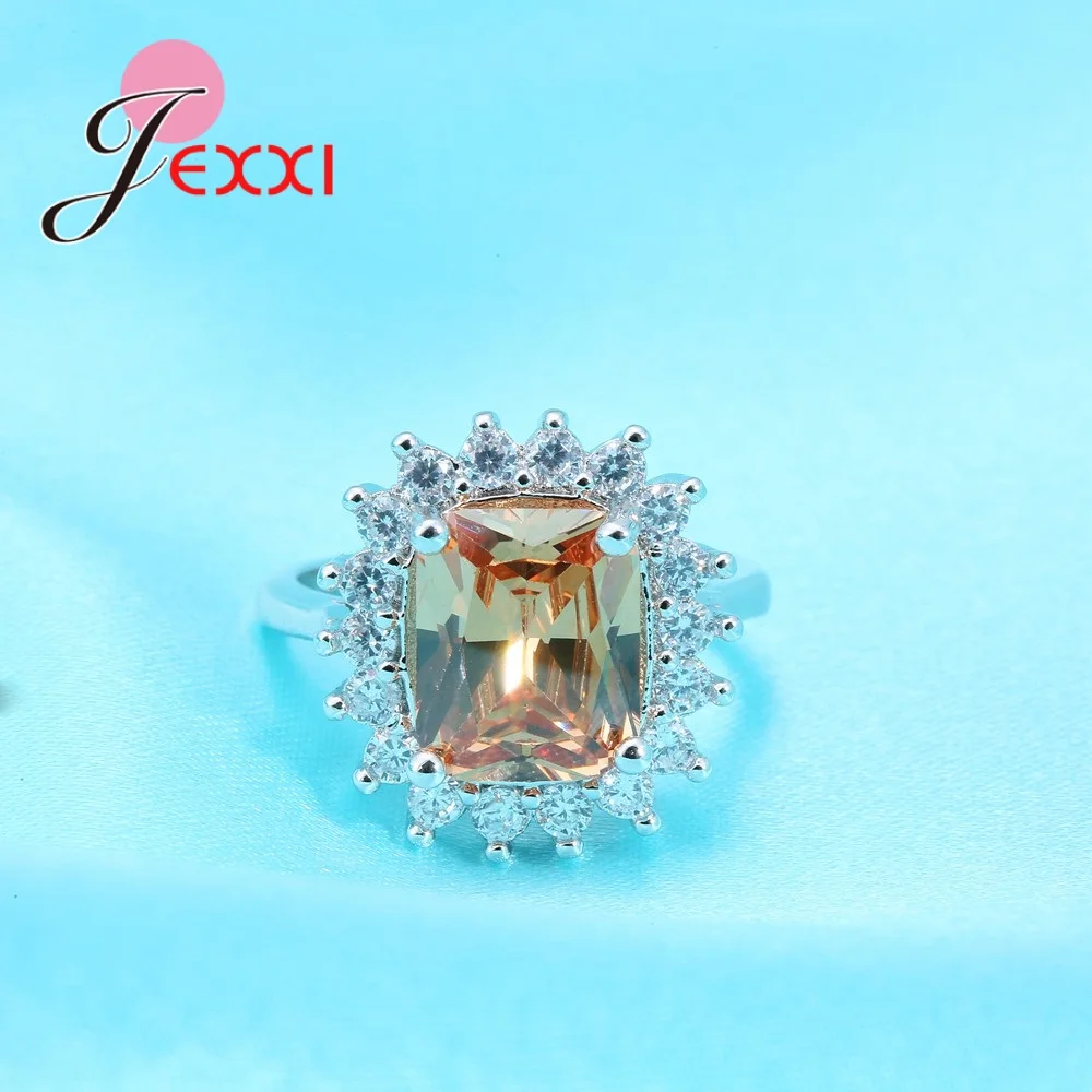 Женское кольцо из серебра 925 пробы с оранжевым кристаллом|925 sterling silver ring|sterling