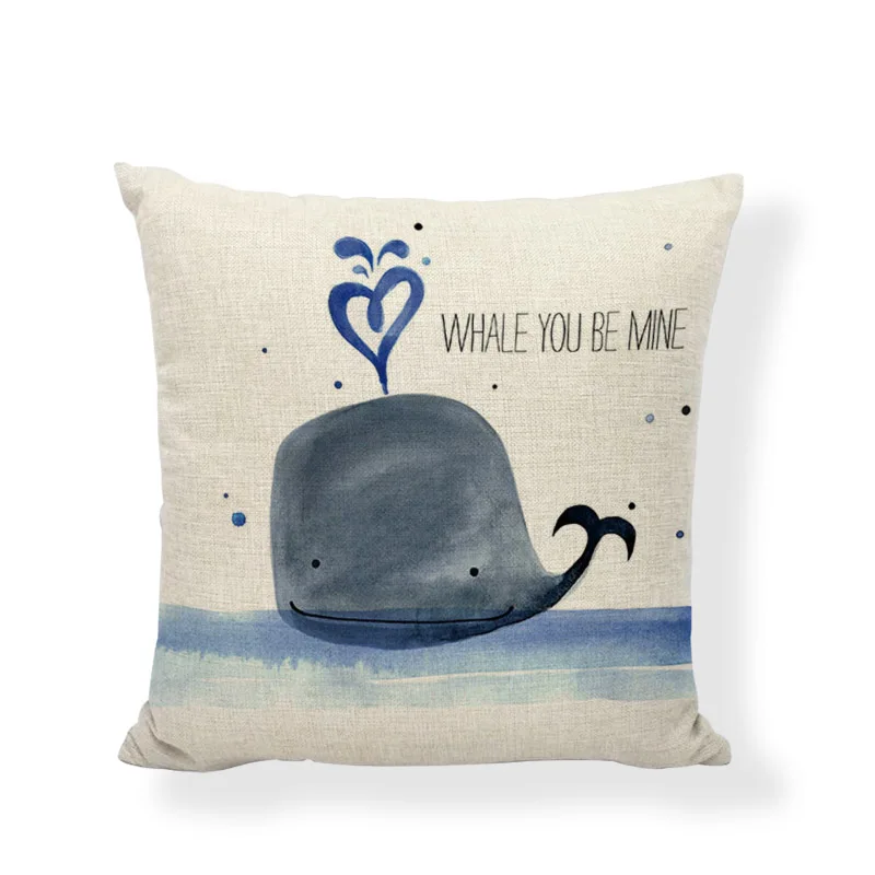 Милая подушка в форме Кита мультяшная рыба лен хлопок SAVE SEAS Sea Star 45*45 см квадратный