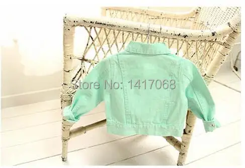 Retail 1PCS 2014 denim jacket candy color Kids Child Baby girl outerwear girls coat children clothing Girls free shipping | Детская