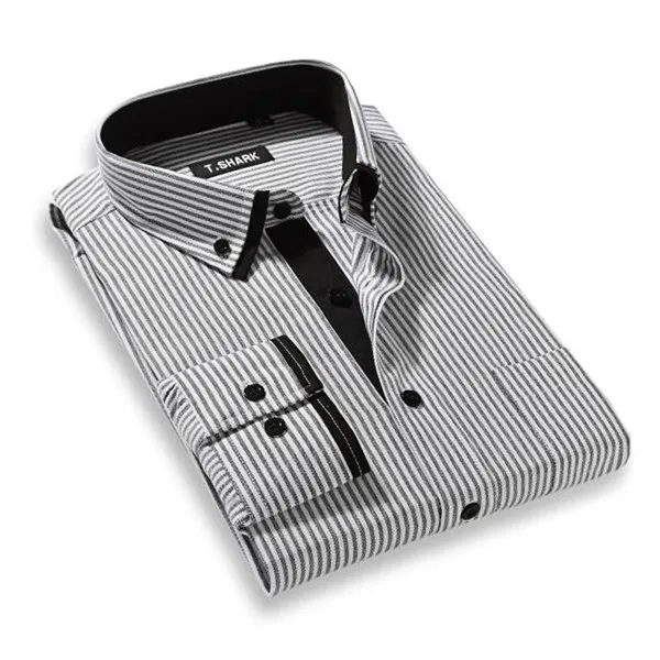 MTSL004 Non Iron, мужская рубашка, полосатая, Классическая, хлопок, длинный рукав, деловой стиль, рубашки, официальная, Social, брендовая одежда, Chemise Homme X132 - Цвет: MTSL004