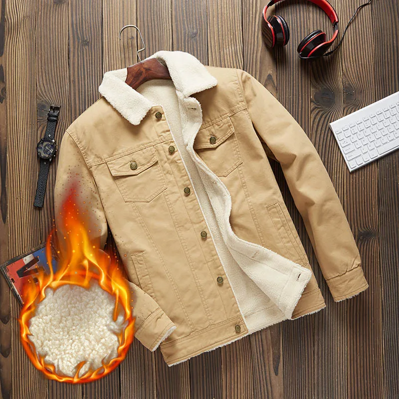 Herren jacke, зимняя теплая ветровка в стиле сафари, Мужская модная повседневная Уличная тактическая кашемировая Мужская куртка и пальто, 4XL, BC9799 - Цвет: Khaki