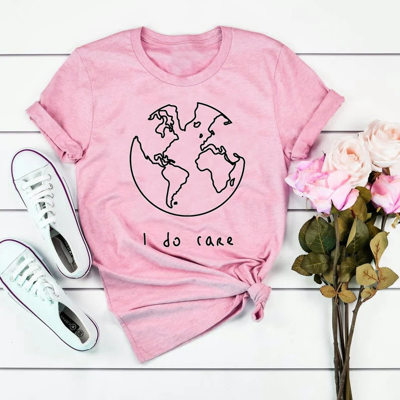 Футболка I Do Care Earth рубашки эстетическая Защита окружающей среды Женская