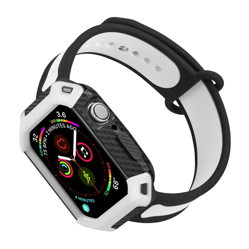 black white ASHEI ремешок для спортивных часов для Apple Watch Series 4 Band с чехлом 44 мм 40 мм силиконовый сменный Браслет наручный ремень для iWatch Cover - Цвет ремешка: black white