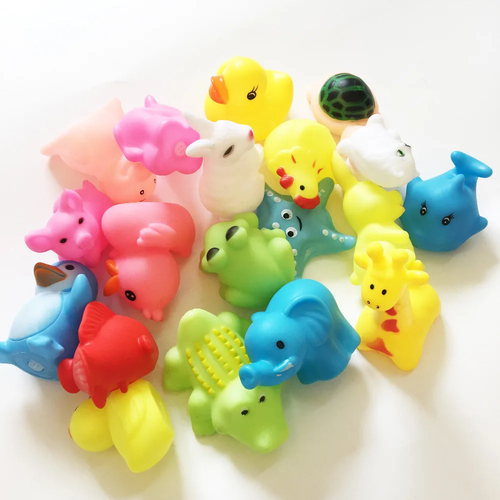 10 шт. Детские Игрушки для ванны Kawaii животные для купания красочные мягкие сжимающие звук скрипучий раннее образование игрушки для купания милые подарки