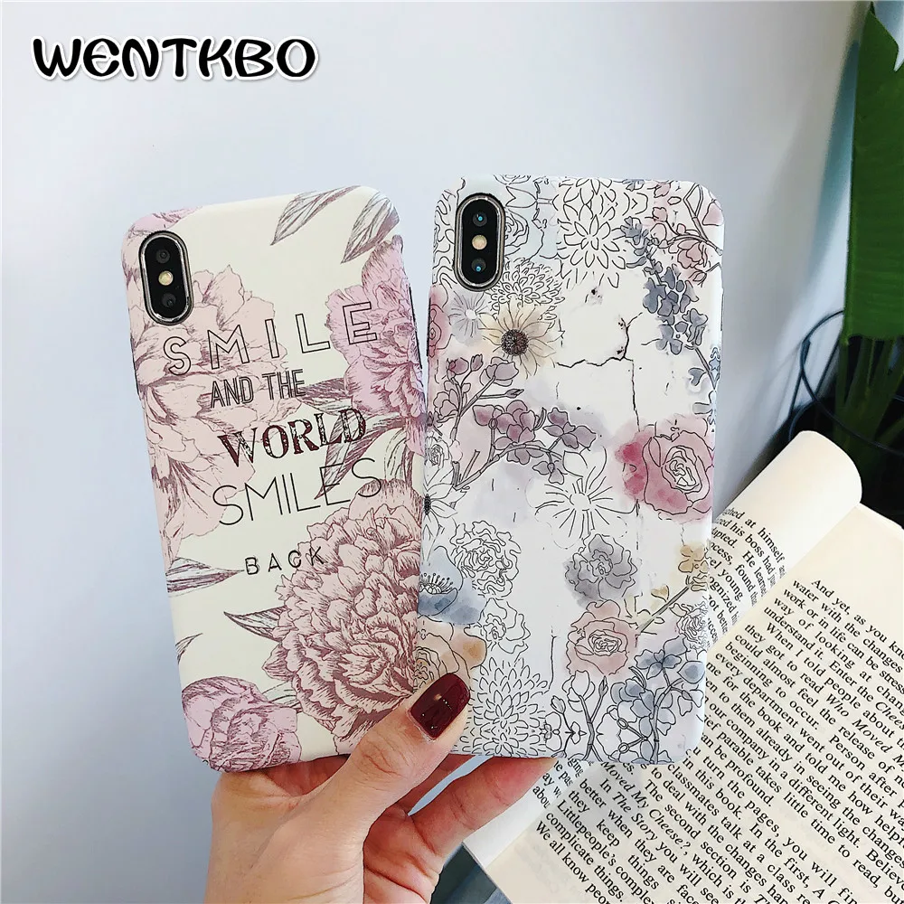 Светящийся цветочный чехол для iPhone 7 ретро Рисунок лист надпись телефона 6 6s 8 Plus X
