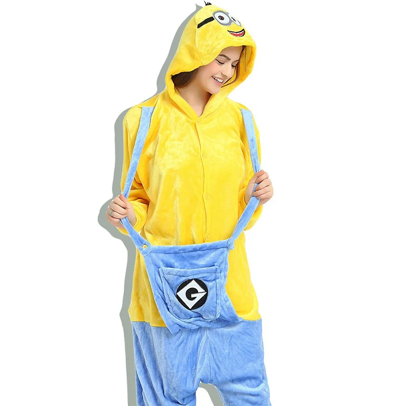 small Yellow people Мультяшное кигуруми, Женские пижамы Единорог, фланелевые комплекты пижам женские зимние пижамы Взрослые пижама комплект унисекс из фланели Взрослые пижама в виде животных единорог пижамы - Цвет: small Yellow people