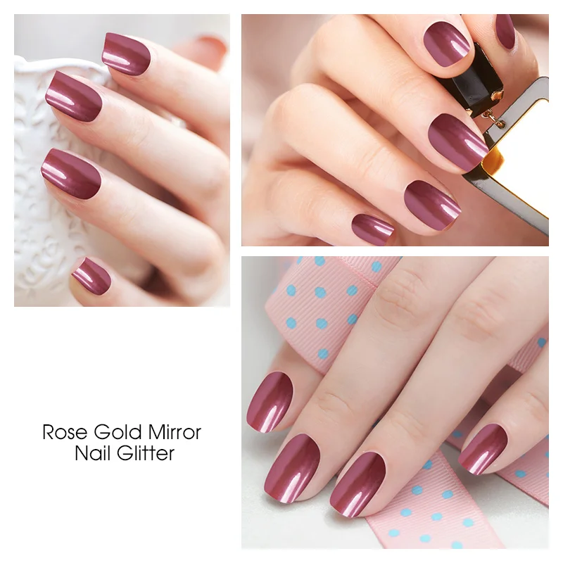 Ellwings блестящая розовая Золотая зеркальная пудра блестящий гель для ногтей